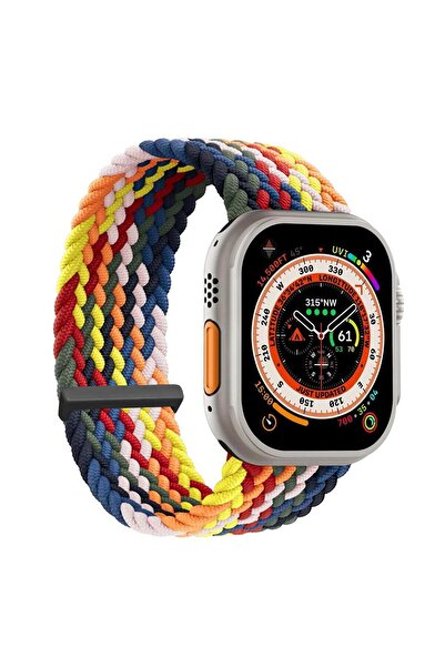 Microsonic Apple Watch 10 46mm Kordon, (Medium Size, 147mm) Knitted Fabric Si...