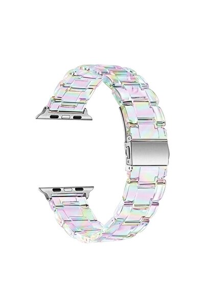 Microsonic Apple Watch SE 3 40mm Kordon Stainless Transparent Clear Çok Renkli