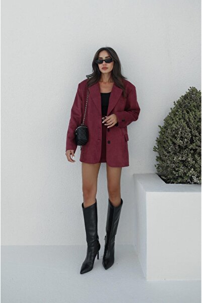Havoş Suede Burgundy Blazer Jacket