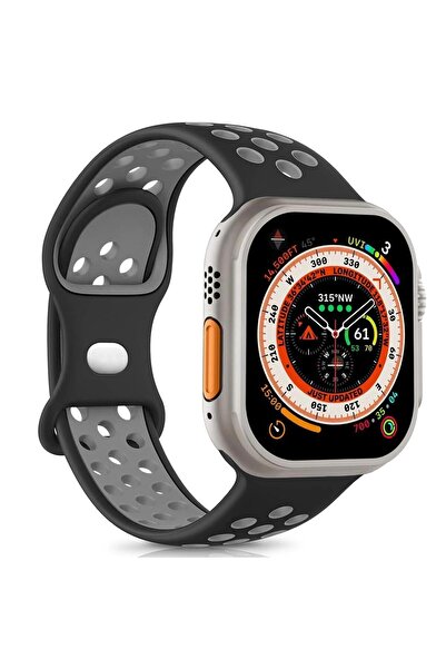 Microsonic Apple Watch Series 10 46mm Kordon Rainbow Band Siyah Gri