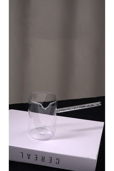Heda Porselen Oală de cafea din sticlă de 350 ml cu boabe de cafea din argint borosilicat rezistent la căldură