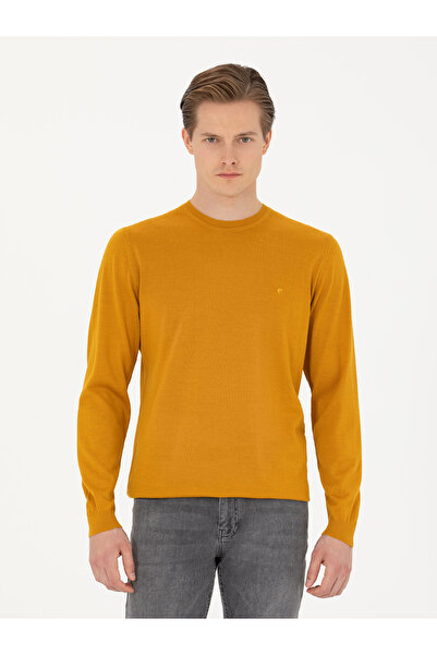 Cacharel Sarı Slim Fit Bisiklet Yaka Triko Kazak 50270174-VR044