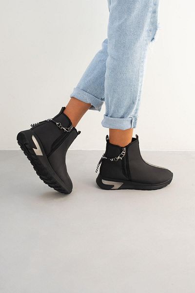 Beyond Women's Black Elora Double Zippered Stone Detailed Waterproof Parachute Boots 4cm Byndevv01