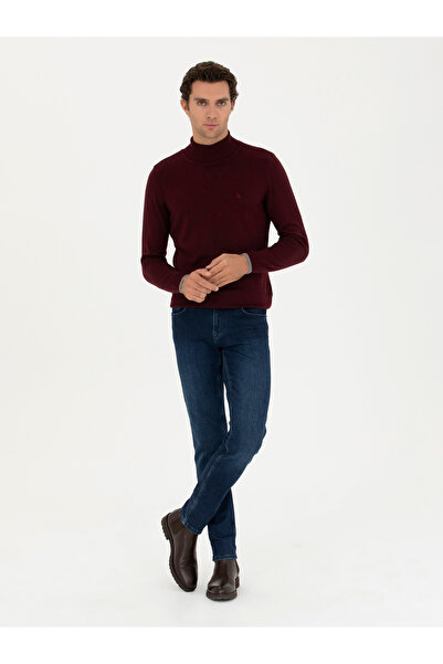 Cacharel Bordo Slim Fit Pamuk Karışımlı Balıkçı Yaka Basic Triko Kazak 50245058-VR014