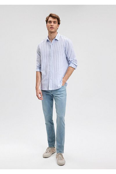 Mavi Cămașă de in cu dungi albastre - Slim Fit, Slim Fit0211142-70813