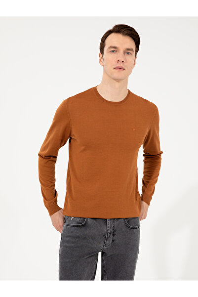 Cacharel سترة تريكو أساسية بقصة ضيقة ورقبة دائرية من القرفة 50257398-VR191