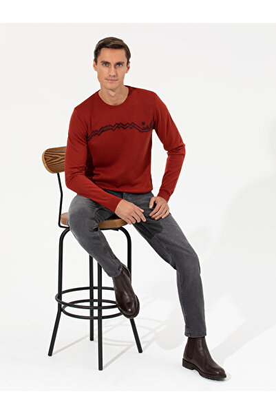 Cacharel Kiremit Slim Fit Bisiklet Yaka Triko Kazak 50259268-VR031