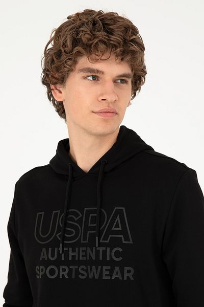 U.S. Polo Assn. Men's Regular Fit Hooded Black Sweatshirt 50293439 -Vr046