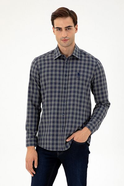 U.S. Polo Assn. قميص رجالي أنثراسايت بأكمام طويلة 50296607 -VR006