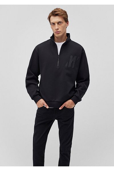 Mavi Pro Semi Zip Μαύρο Φούτερ 0S10289-900