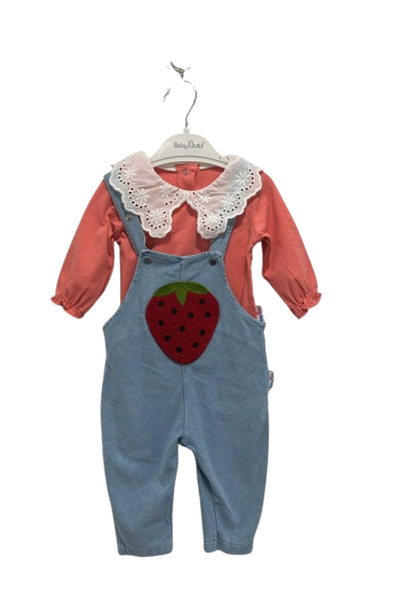 ugurbocegicocukdunyası 173 نموذج الفراولة منقوشة الطفل الدنيم Slopet مجموعة