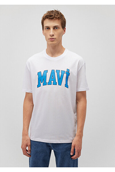 Mavi Λευκό μπλουζάκι με λογότυπο Loose Fit / Loose Relaxed Fit 0611711 -602