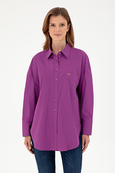 U.S. Polo Assn. قميص تونيك بنفسجي بأكمام طويلة للنساء 50297115-VR037