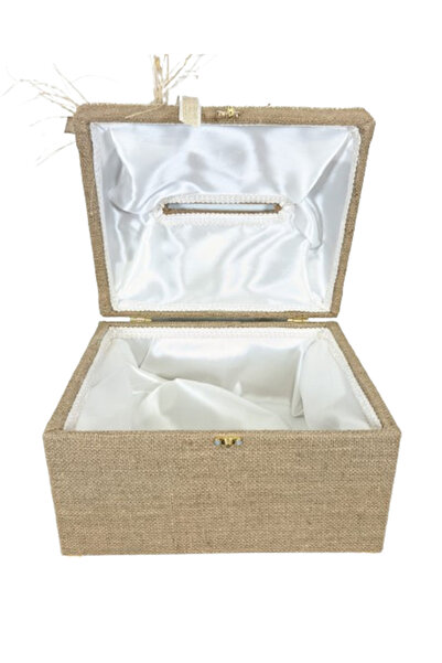 PRENSES Çeyiz Store Hasır Zarf Takı Sandığı Beyaz Çiçekli