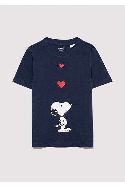 Mavi Tricou cu imprimeu Snoopy bleumarin, cu croiala normala 7610242 -70488
