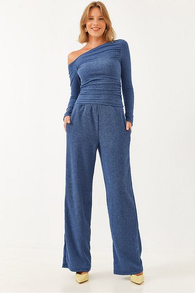 Bianco Lucci Asymmetrisches Damen-Set mit Kragen unten und oben 60251832