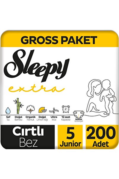 Sleepy Extra Günlük Aktivite Gross Paket Bebek Bezi 5 Numara Junior 200 Adet
