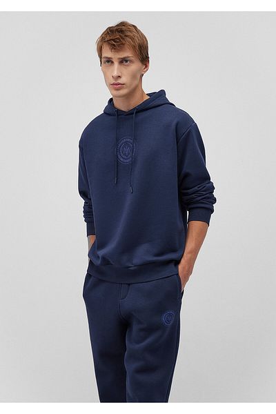 Mavi Φούτερ με κουκούλα Navy Blue - Εκτύπωση λογότυπου σφραγίδας, 0s10192-70490