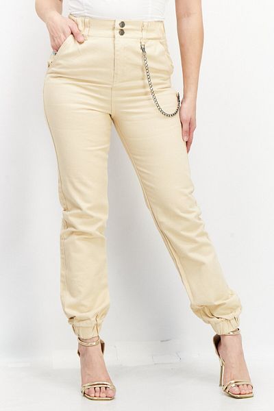 Don't Call Me Jennyfer Women Slim Fit Plain Pants, Beige