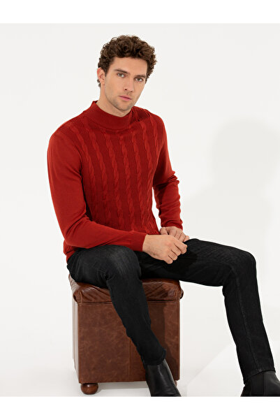 Cacharel Tile Slim Fit Half Fisherman Knitwear Sweater 50260300-Vr031