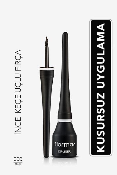 Flormar Dense Pigmented Thin Felt Brush Semi Matte Dipliner (BLACK) - Dipliner-000black-8690604330003