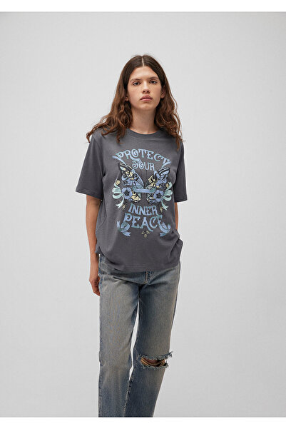 Mavi Τυπωμένο μπλουζάκι από ανθρακί κανονική εφαρμογή / κανονική εφαρμογή 1612593 -80776