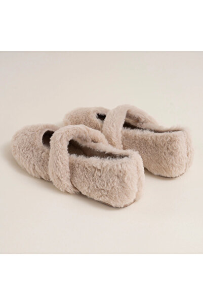 Penelope Cozy Series - Cream Colored Furry Home Flats, Size 36