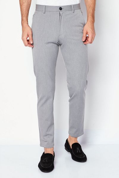 Selected Homme Men Slim Fit Chino Solid Pants, Grey