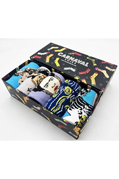 CARNAVAL SOCKS 5'li Sanat Eserleri - 4 Desenli Art Tasarım Unisex Çorap Kutusu