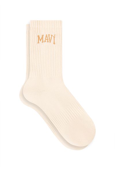 Mavi Beigefarbene Socken mit Logo-Print 0911160 -34616
