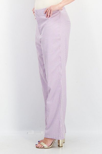 NA-KD Women Regular Fit Checkered Culotte Pants, Purple