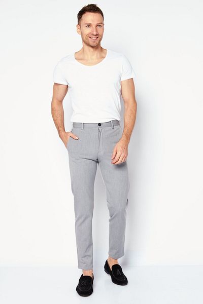 Selected Homme Men Slim Fit Chino Solid Pants, Grey