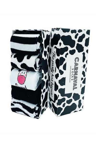 CARNAVAL SOCKS Кутия с 5 комплекта спортни чорапи с шарка на мляко