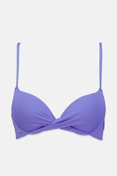 Women'secret Women Padded Underwired Plain Bikini Top, Purple