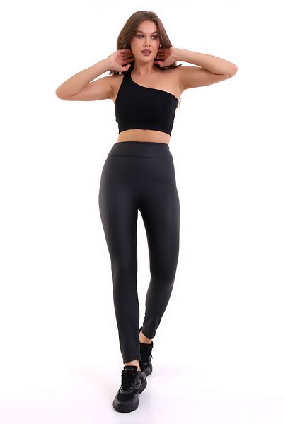 Winmoda34 Jambiere din piele artificială TERMICĂ PENTRU FEMEI CU POLAR INTERIOR CU TALIE ÎNALTĂ