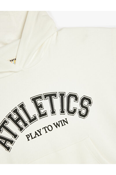 Koton Bavlněná mikina s kapucí – bez rukávů, potisk sloganu, klokaní kapsa