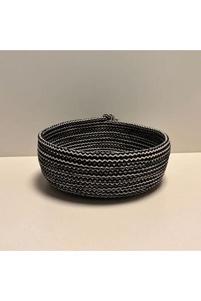 Uretti - Meryem 1743 Cotton Cord Basket - Black / White 27 X 10 cm