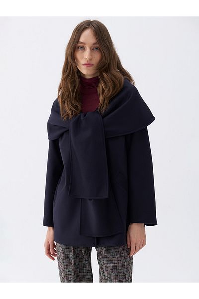 Nocturne Draped Coat with Front Tie Detail