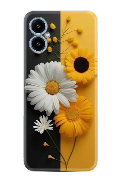 omix X5 Kılıf Boutique Baskılı Resimli Sarı Beyaz Çiçek Pcode -044