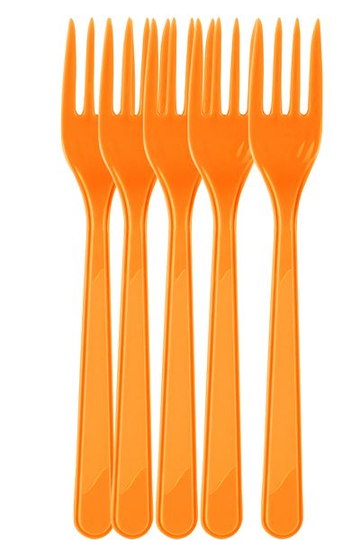 Parti dolabı 25 Pcs Orange Fork, Birthday Plastic Party Fork Halloween Orange Fork