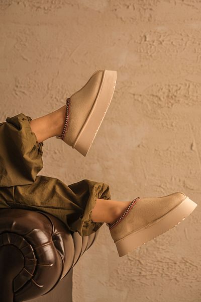 MODAADAM Cizme scurte Santos Shearling de damă - piele de căprioară maro