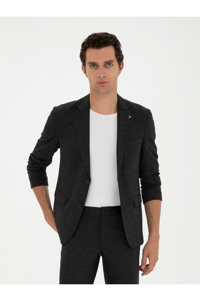 Cacharel Siyah Slim Fit Yün Karışımlı Ceket 50284835-VR046