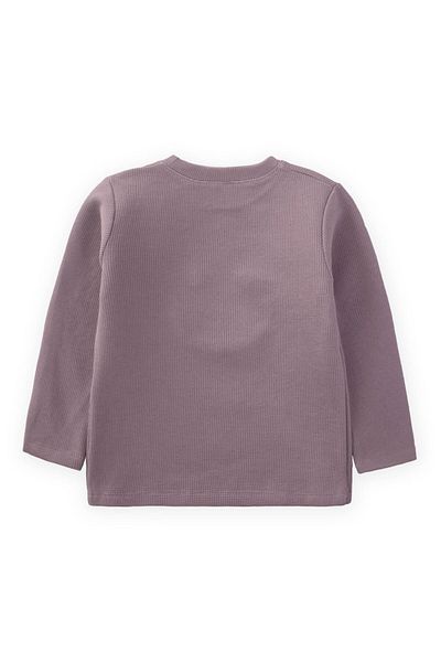 Cigit Lilac Smile Süzene Embroidered Waffle T-Shirt 2-10 Years Old Seasonal