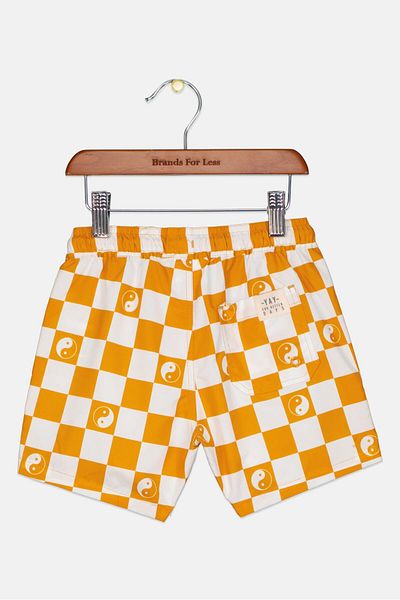 Cotton On Toddlers Boy Checkered Drawstring Shorts, Yellow