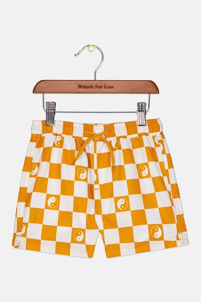 Cotton On Toddlers Boy Checkered Drawstring Shorts, Yellow