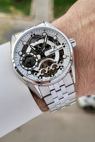 Daniel Klein Silver Color Automatic Function Phosphorescent Men's Wristwatch