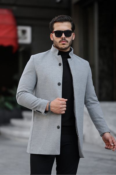 Mero Life Ανδρικό παλτό New Season ανοιχτό γκρι κασέτα