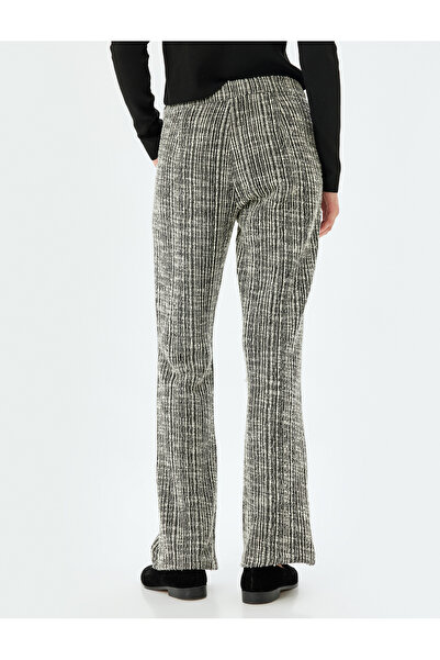 Koton High Waist Trousers Buttoned Straight Leg Textured Pocket Detail