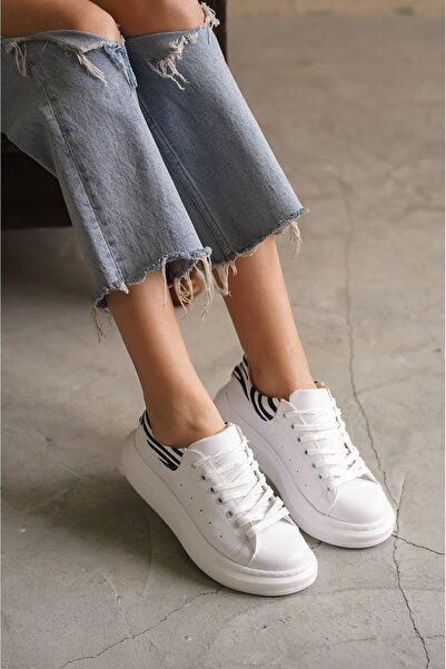 MODAADAM Γυναικεία αθλητικά παπούτσια Bloom Lace-Up - Λευκό-Z. Μοτίβο