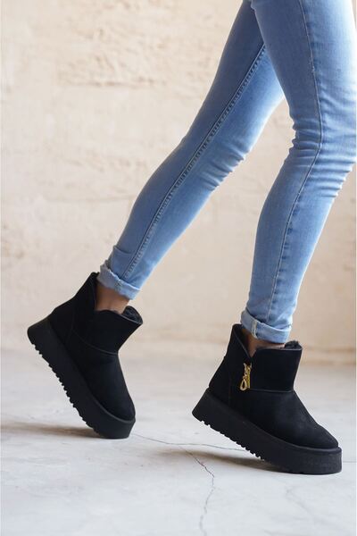 MODAADAM Жіночі короткі чоботи з хутром - чорні